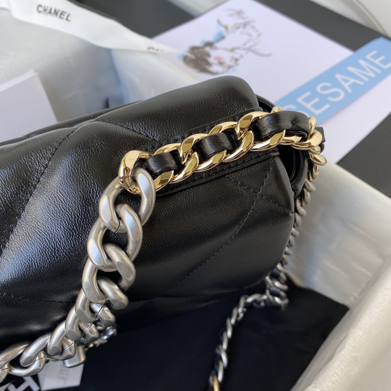 Ch*el lambskin quilted medium Ch*el 19 flap black