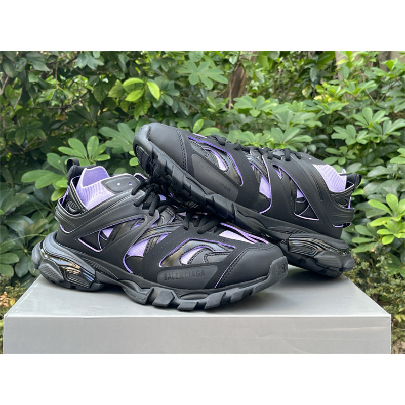Ba*len*cia*ga track sock lace-up sneakers purple and black