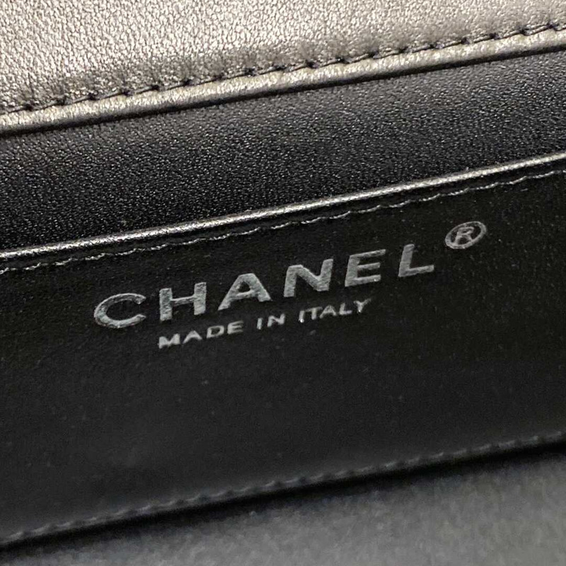 Ch*el small flap bag patent calfskin and black-tone metal coral black