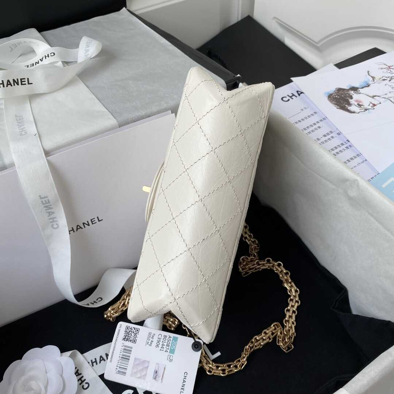 Ch*el mini reissue 2.55 flap bag calfdkin white
