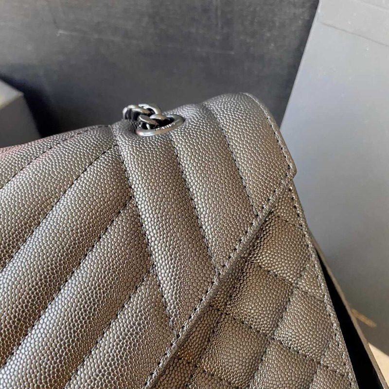 Saint Laurent Envelope Large Bag IN Grained Quiled Leather Black