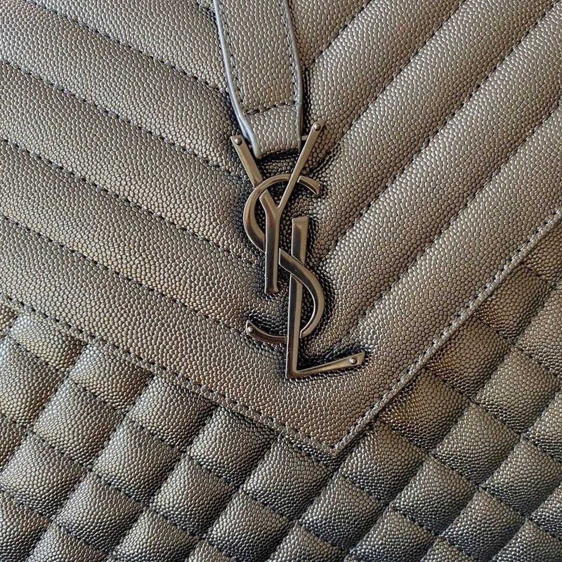 Saint Laurent Envelope Large Bag IN Grained Quiled Leather Black