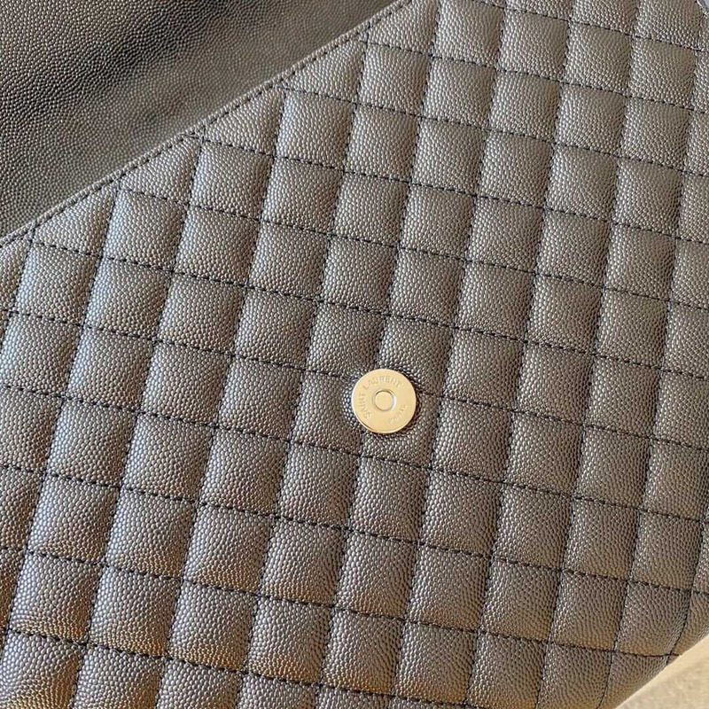 Saint Laurent Envelope Large Bag IN Grained Quiled Leather Black