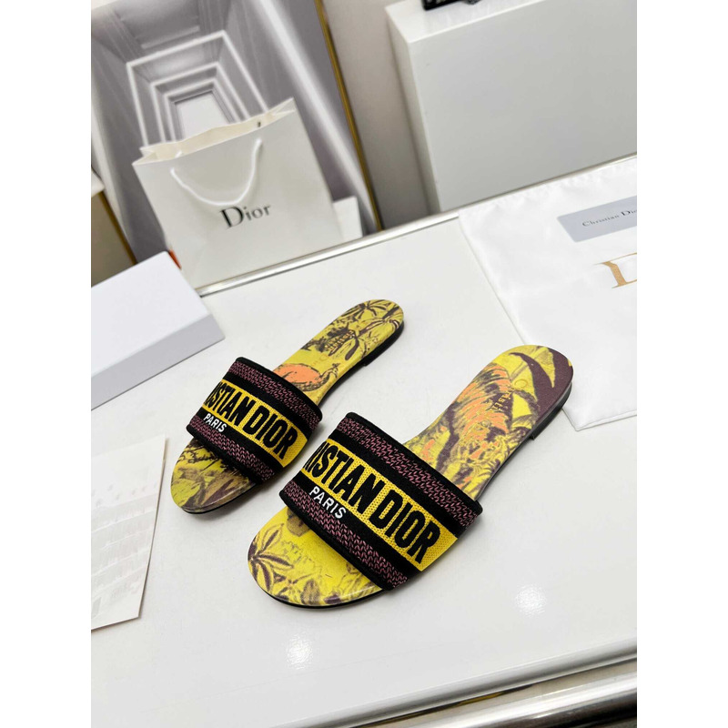 D*or dway slide multicolor embroidered cotton yellow