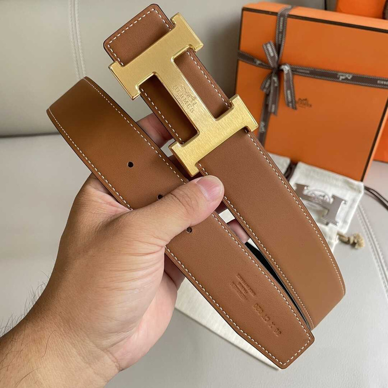 H**mes epsom 38mm constance h belt 80 etoupe gold