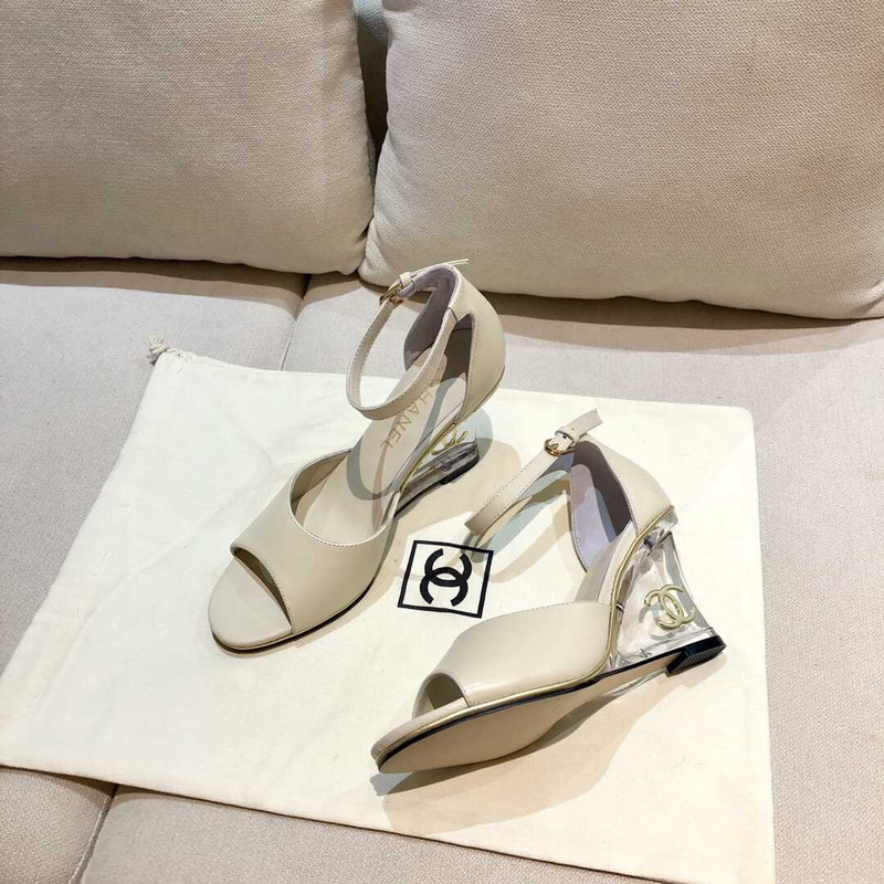 Ch*el toe leather sling grey heels