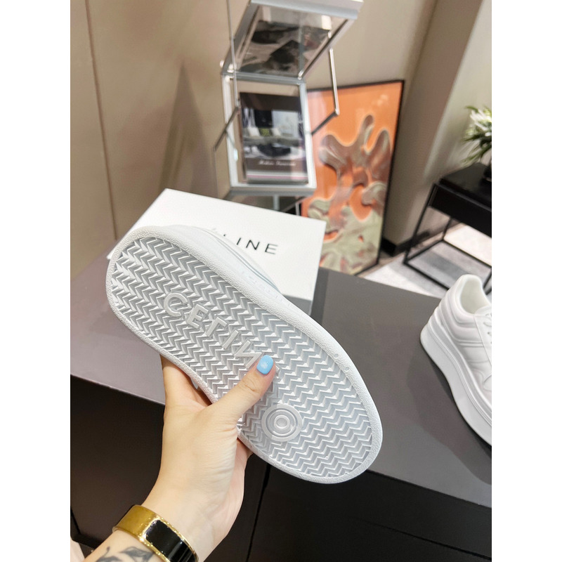 Ce**e block sneakers with wedge outsole in calfskin optic white