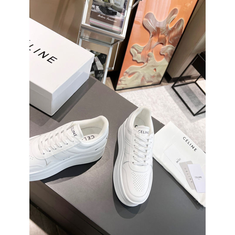Ce**e block sneakers with wedge outsole in calfskin optic white
