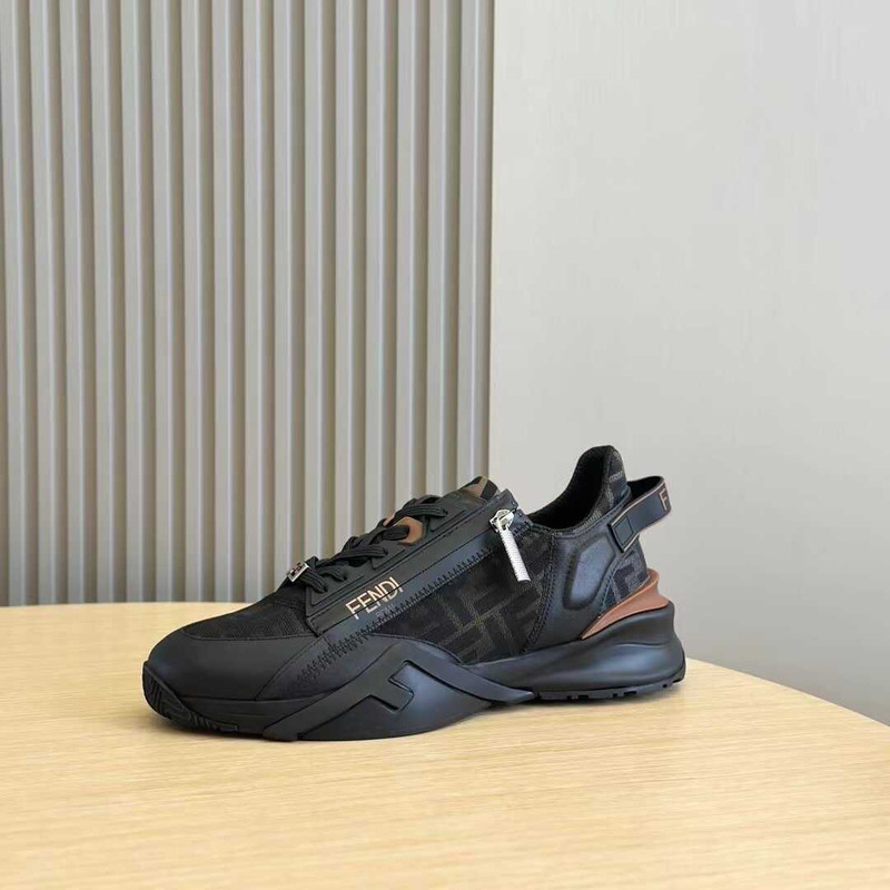 F**di multicolor leather and fabric flow sneakers