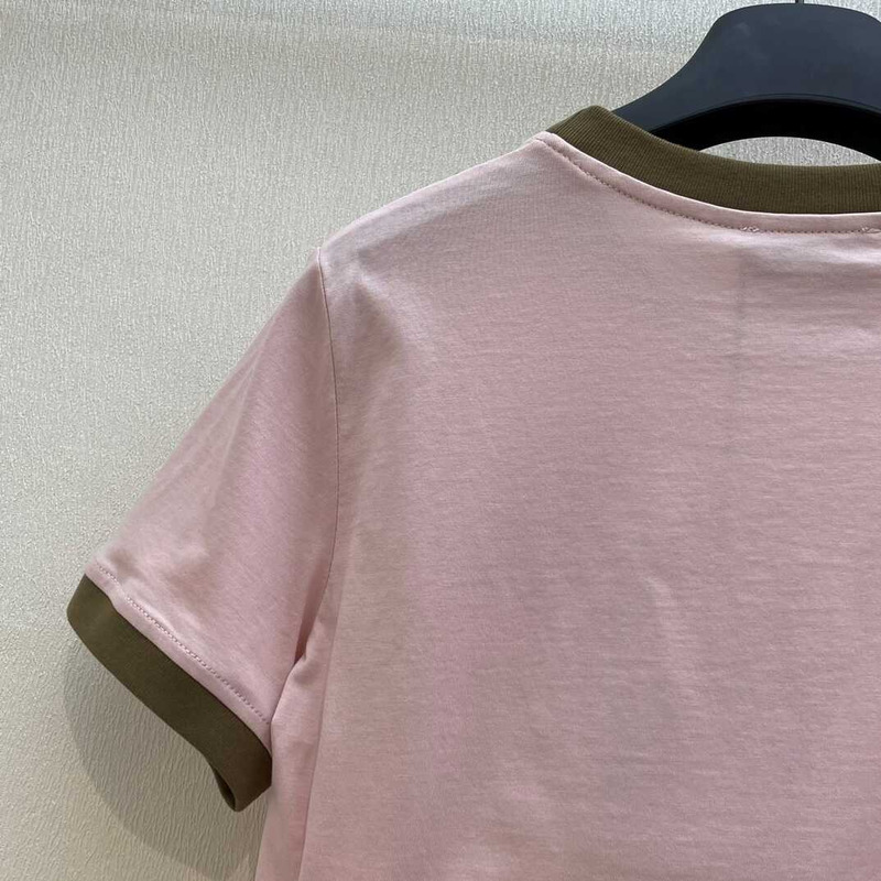 Miu Miu Embroidered Cotton Jersey T-shirt Alabaster Pink