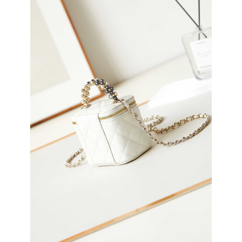 Ch*el mini make-up case bag in white