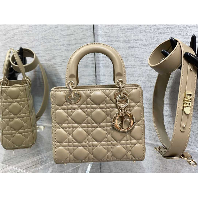 D*or small lady D*or my abcD*or handbag  vine print in sandy brown sheepskin