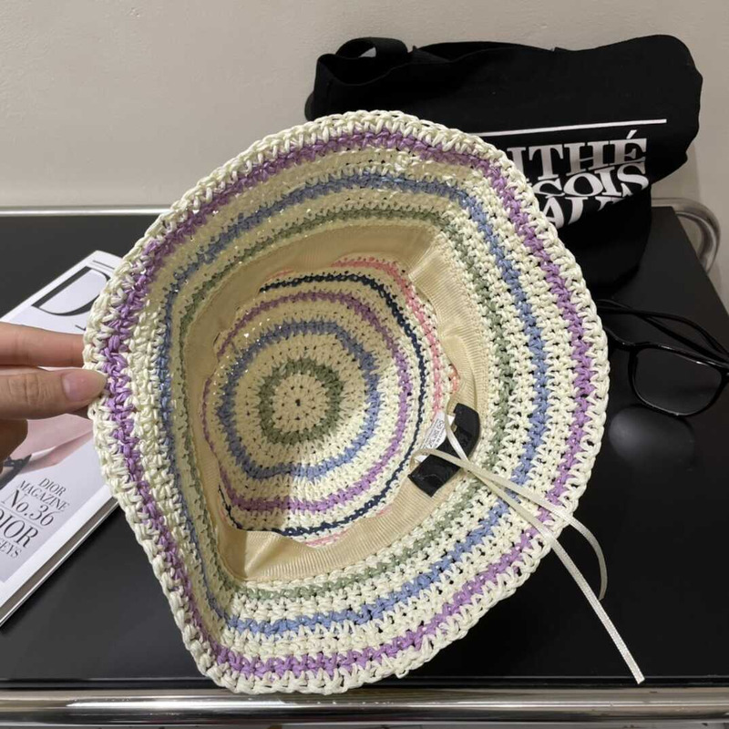 Pra*a woven fabric bucket hat in multicolor