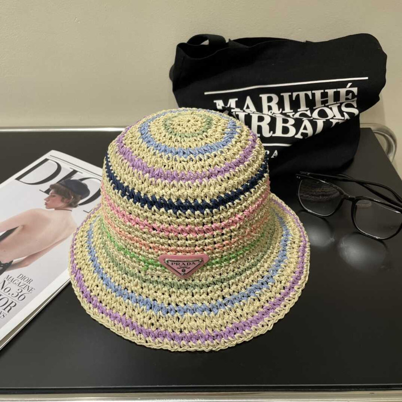 Pra*a woven fabric bucket hat in multicolor