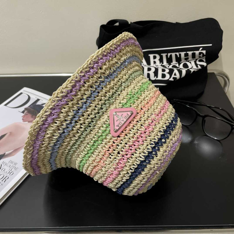 Pra*a woven fabric bucket hat in multicolor