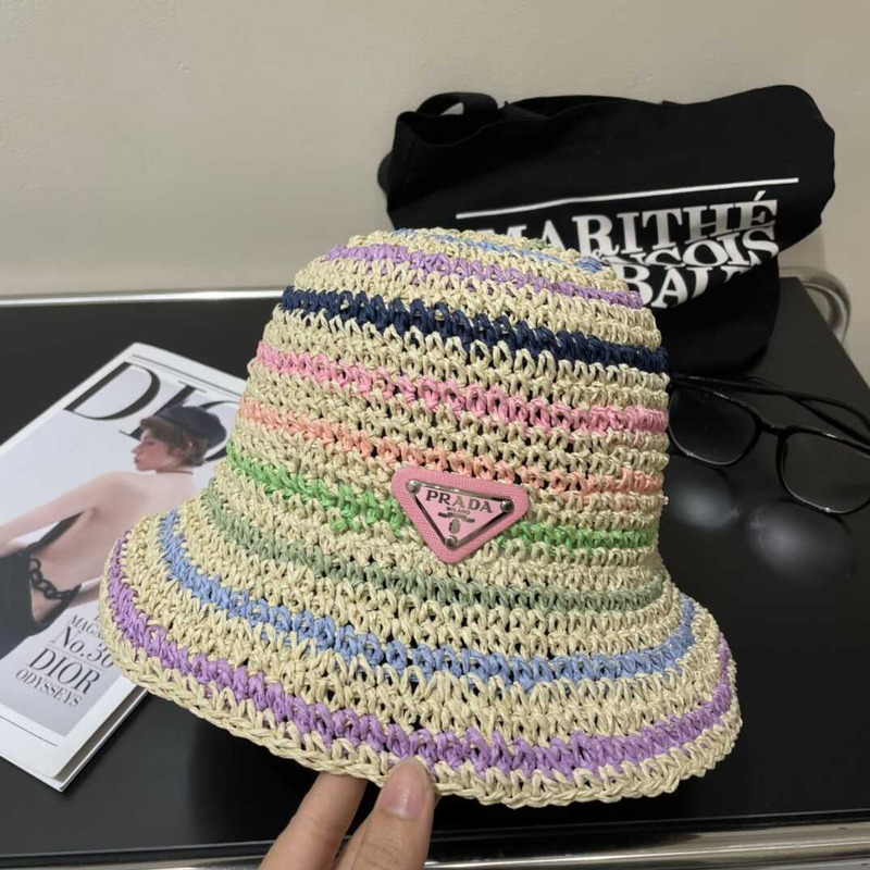 Pra*a woven fabric bucket hat in multicolor