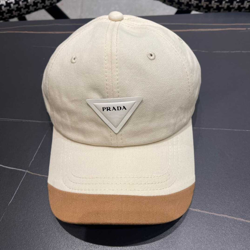 Pra*a re-nylon baseball cap in white and brown