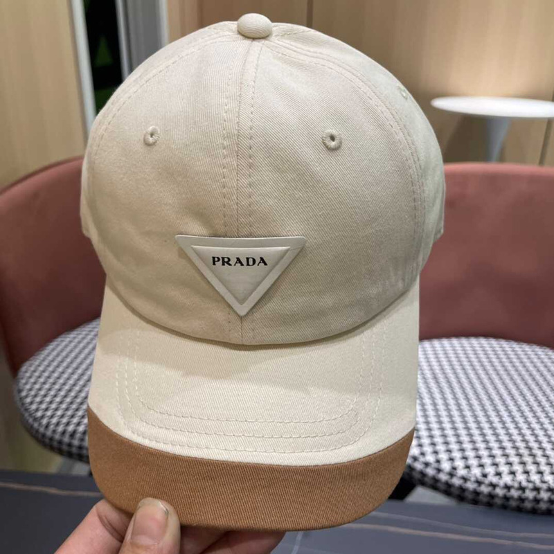 Pra*a re-nylon baseball cap in white and brown