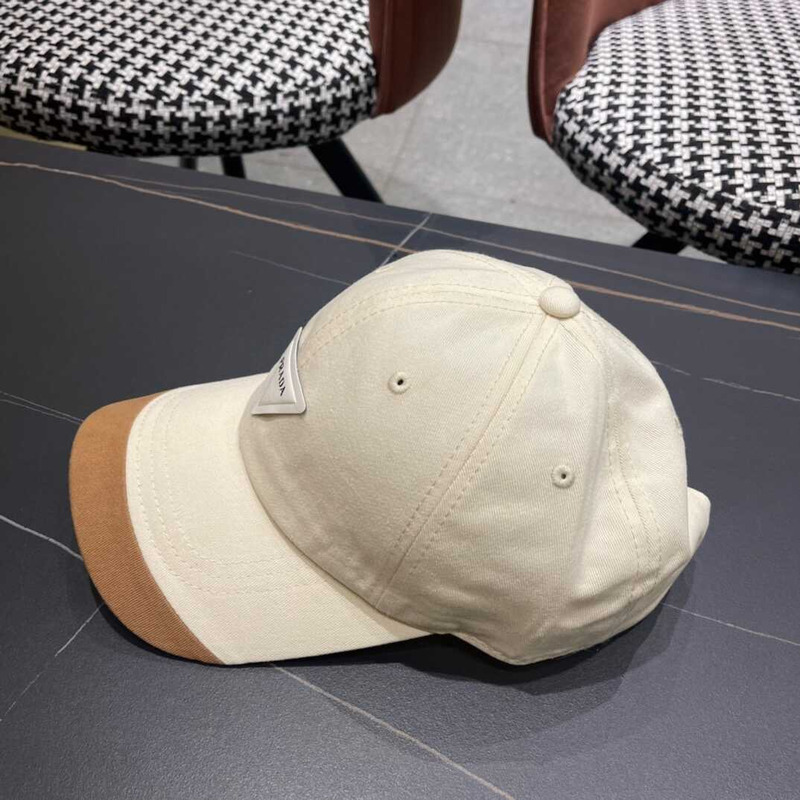 Pra*a re-nylon baseball cap in white and brown