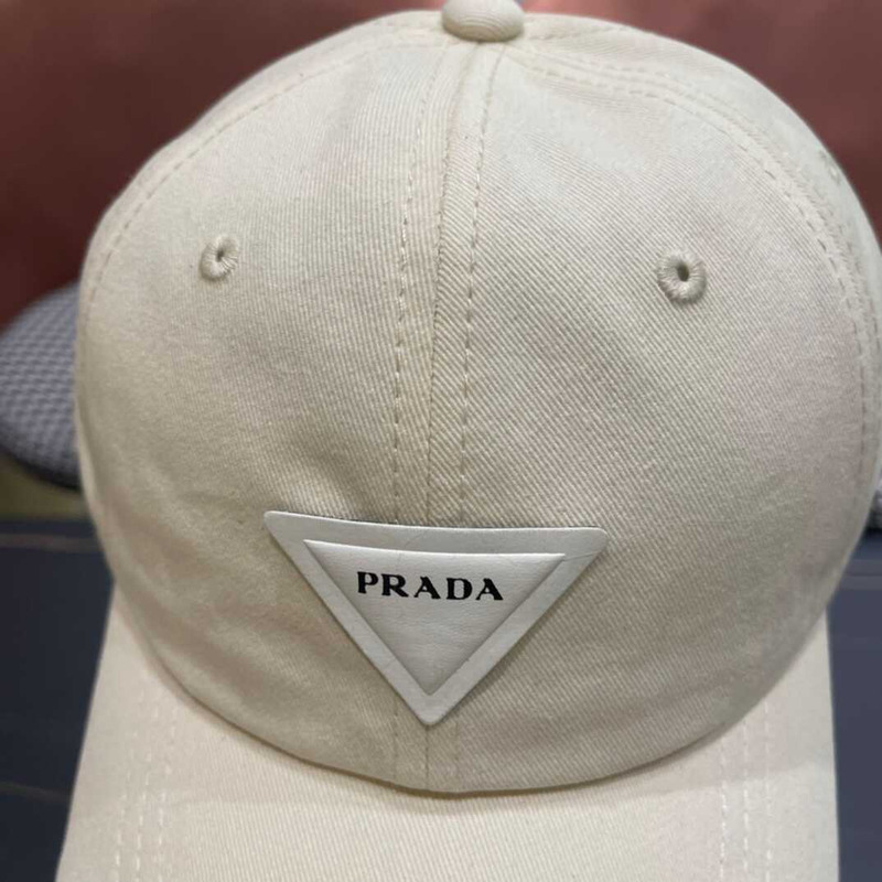 Pra*a re-nylon baseball cap in white and brown