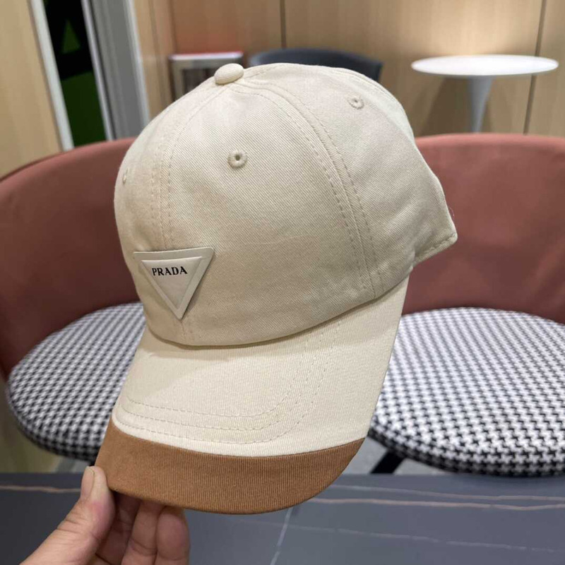 Pra*a re-nylon baseball cap in white and brown