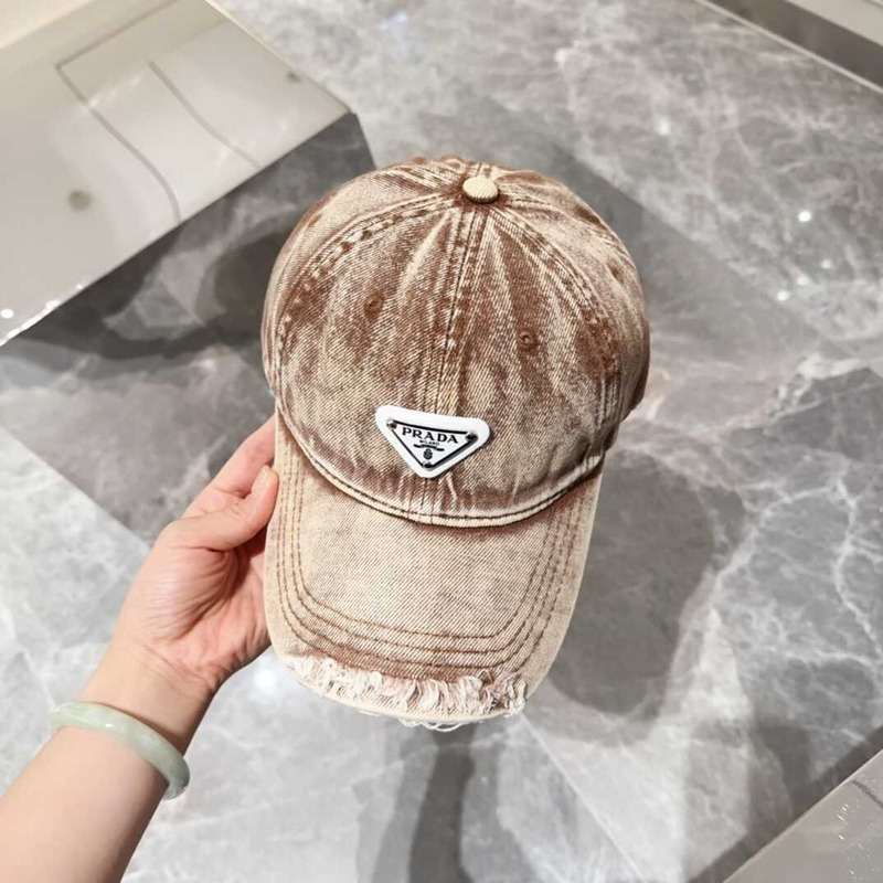 Pra*a denim baseball cap brown