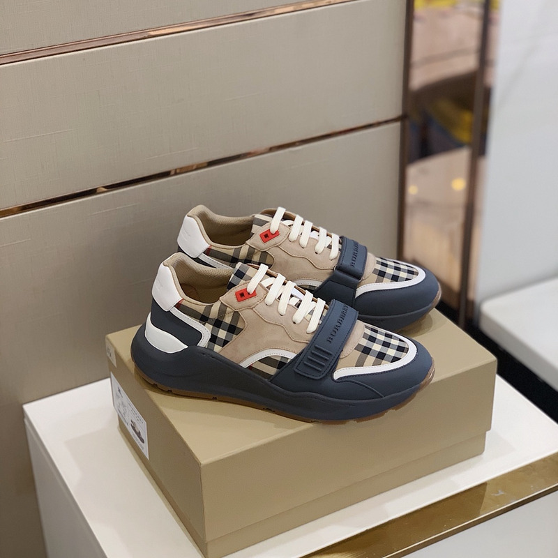 B**rry ramsey vintage check suede leather sneakers grey archive beige