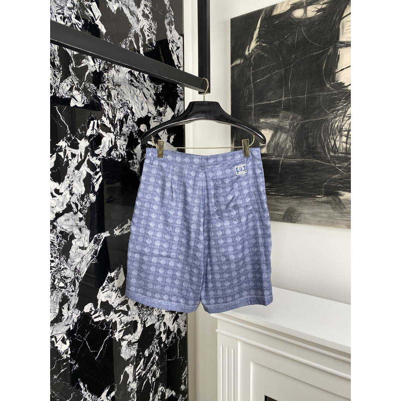 D*or cannage bermuda shorts blue silk twill