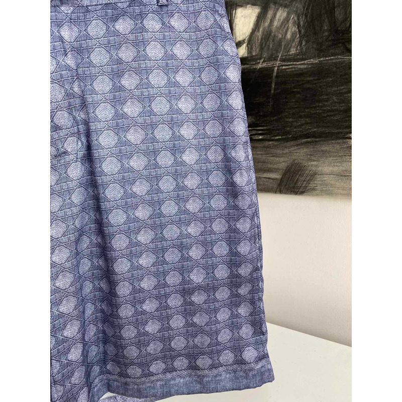 D*or cannage bermuda shorts blue silk twill