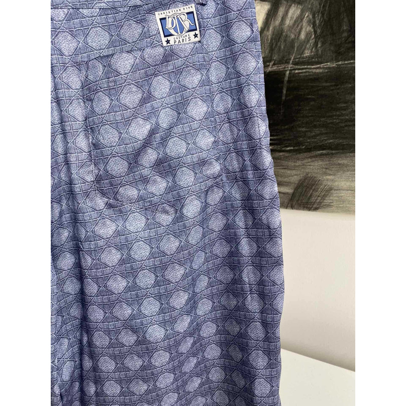 D*or cannage bermuda shorts blue silk twill