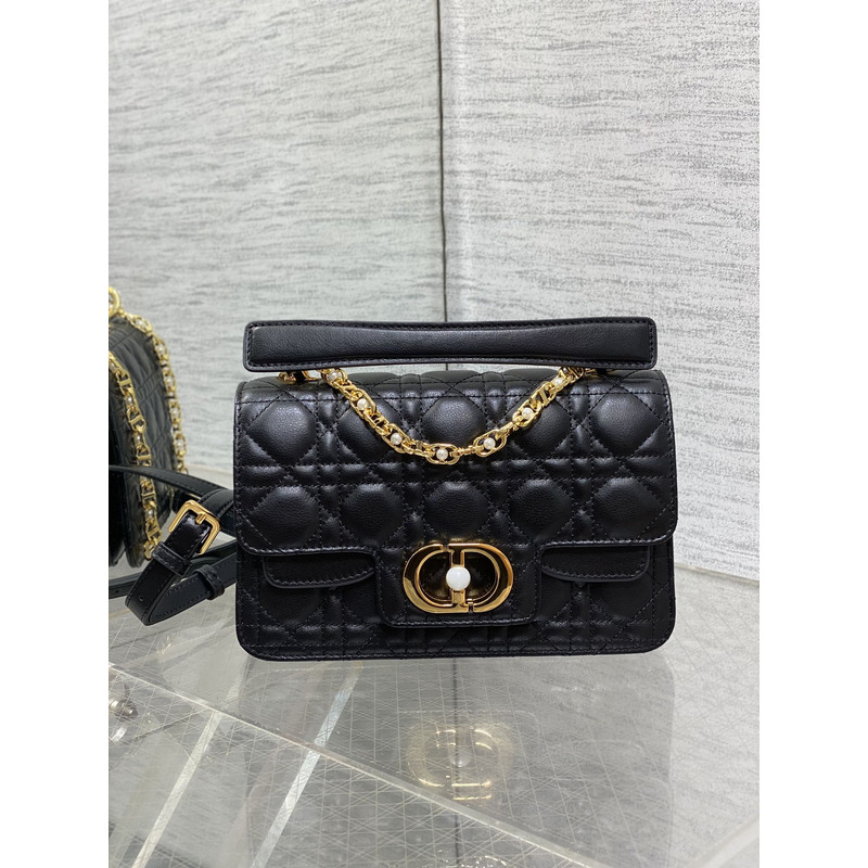 D*or jolie tote small black cowhide rattan bag