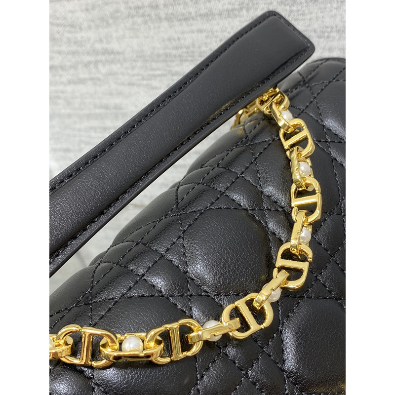 D*or jolie tote small black cowhide rattan bag