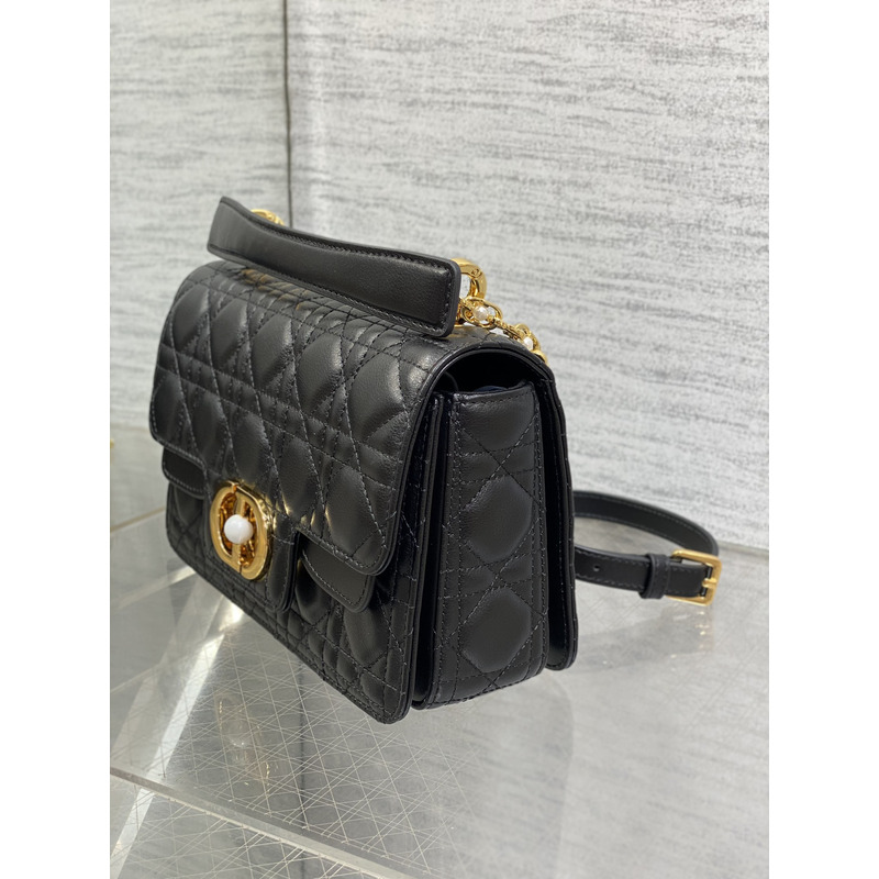 D*or jolie tote small black cowhide rattan bag