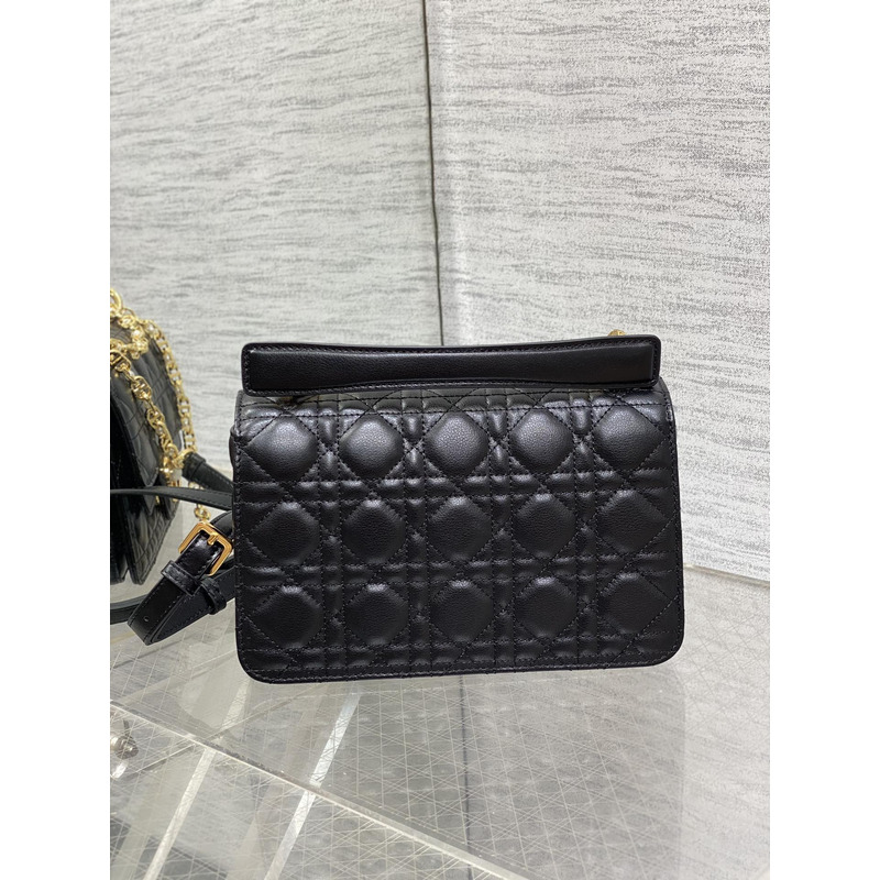 D*or jolie tote small black cowhide rattan bag