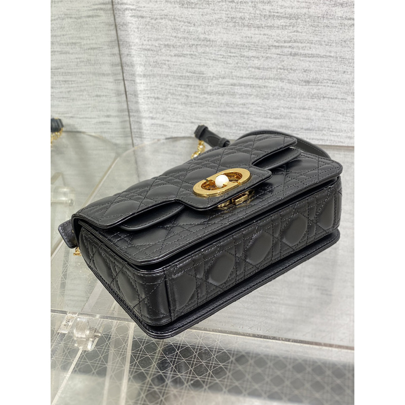 D*or jolie tote small black cowhide rattan bag