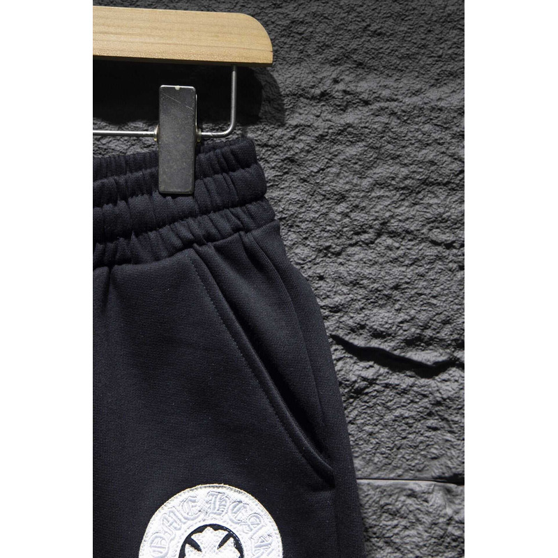Ch*0me heart embroidered cotton shorts black