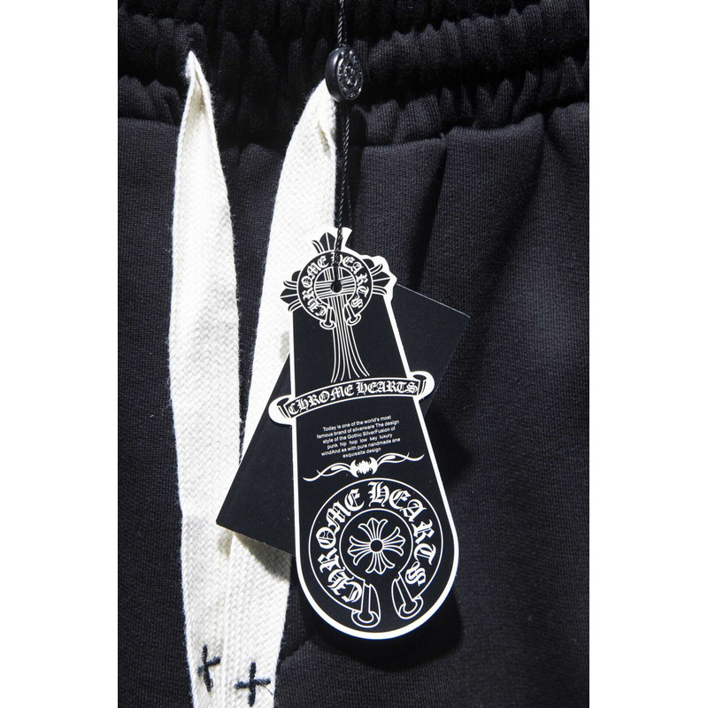 Ch*0me heart embroidered cotton shorts black