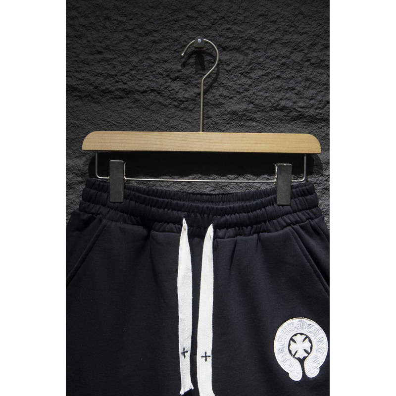 Ch*0me heart embroidered cotton shorts black