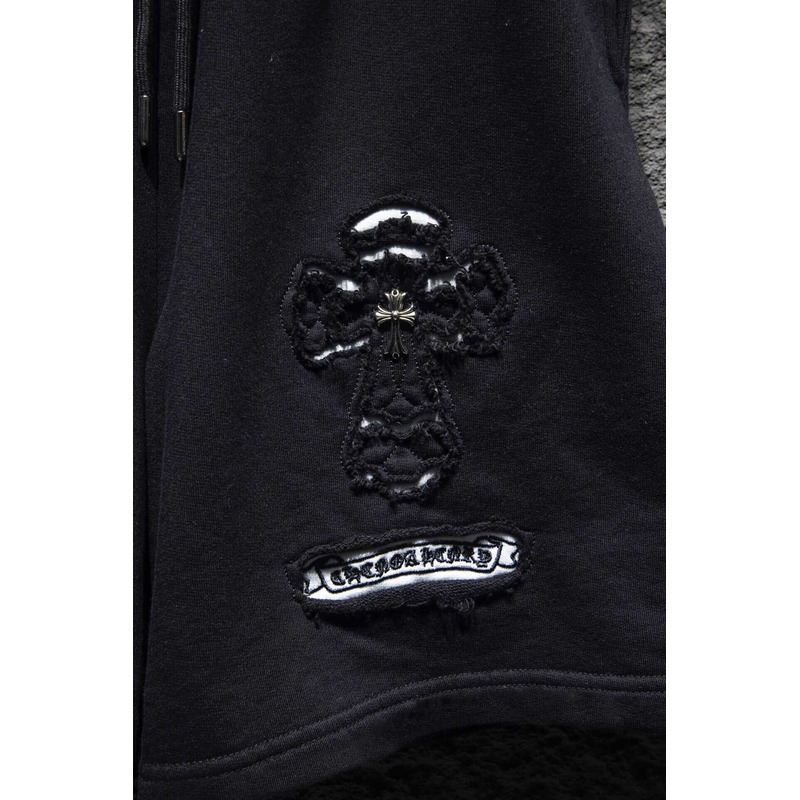 Ch*0me heart  embroidered cotton shorts black
