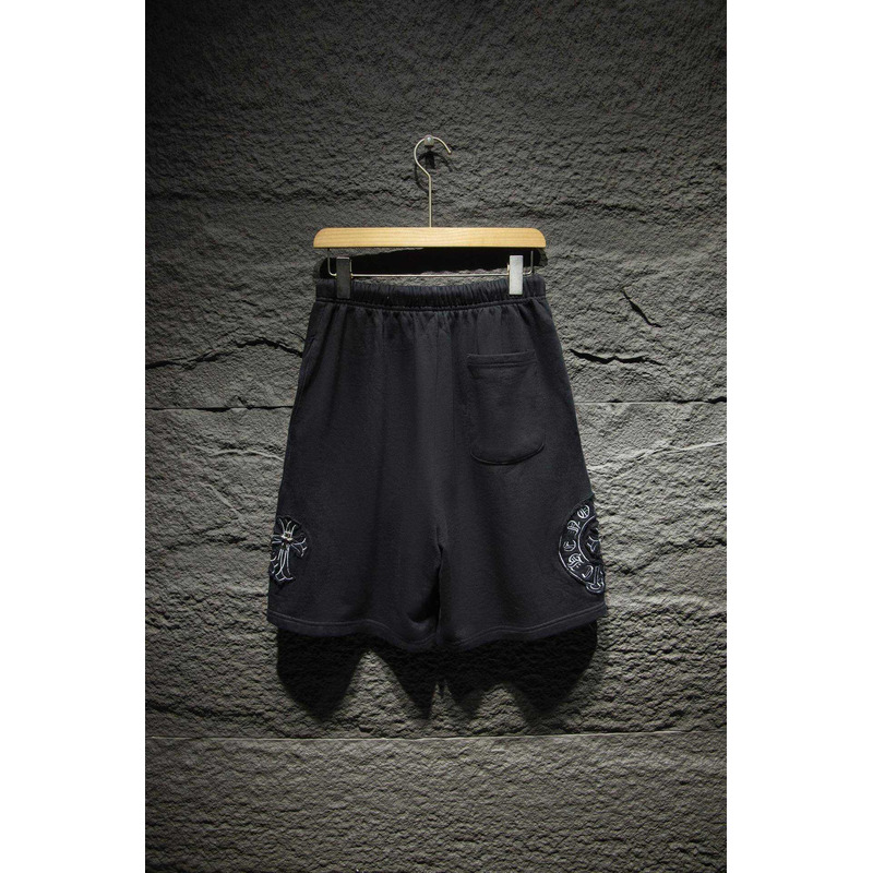 Ch*0me heart embroidered cotton shorts black