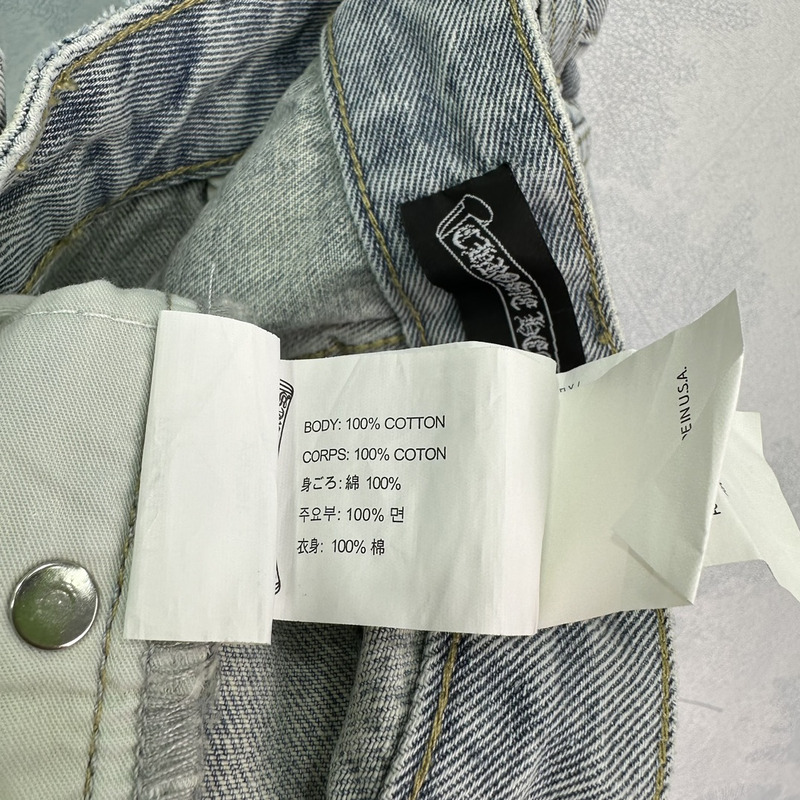 Ch*0me He**ts leather logo jeans blue