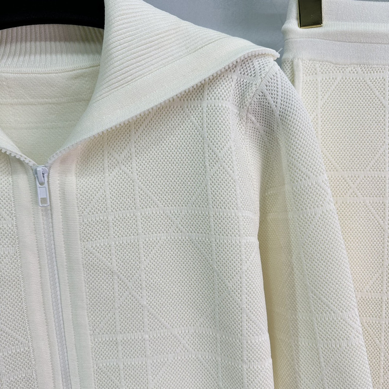 D*or hooded cardigan sweatshirt and sweatpants set white