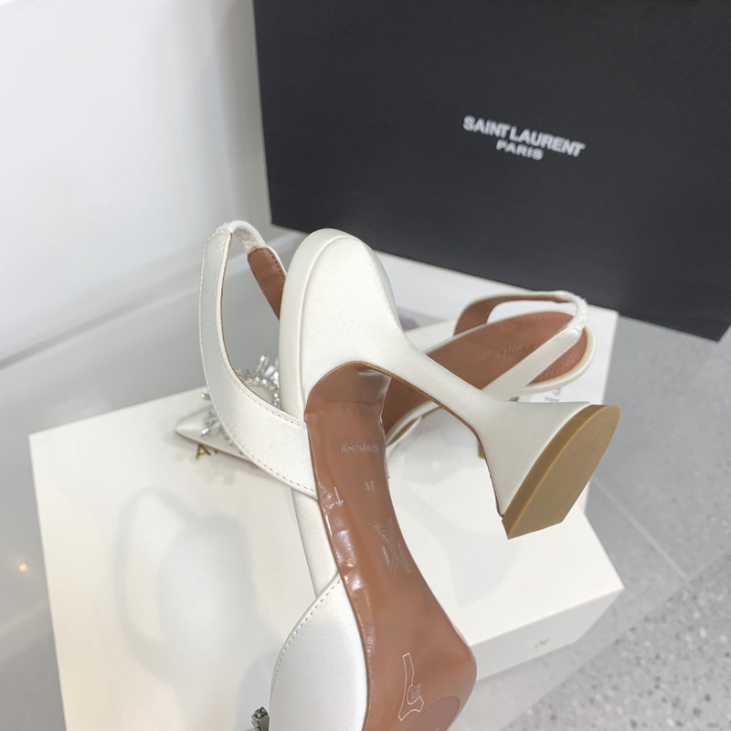 Amina Muaddi Begum Sling Silver Mirror White