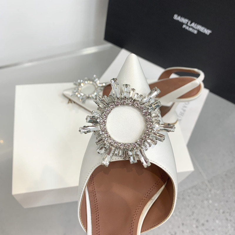 Amina Muaddi Begum Sling Silver Mirror White