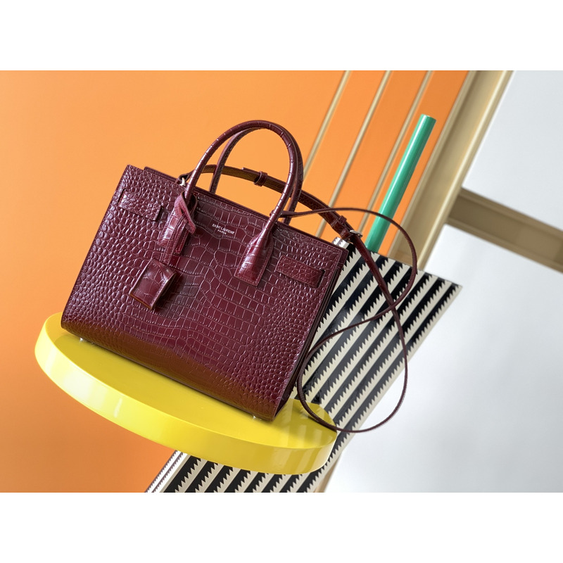Saint Laurent Sac De Jour In Crocodile Embossed Leather Nano
