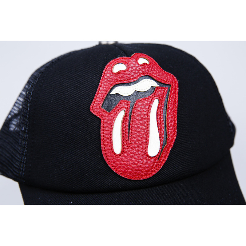 Ch*0me heart red leather lips and tongue black mesh cap