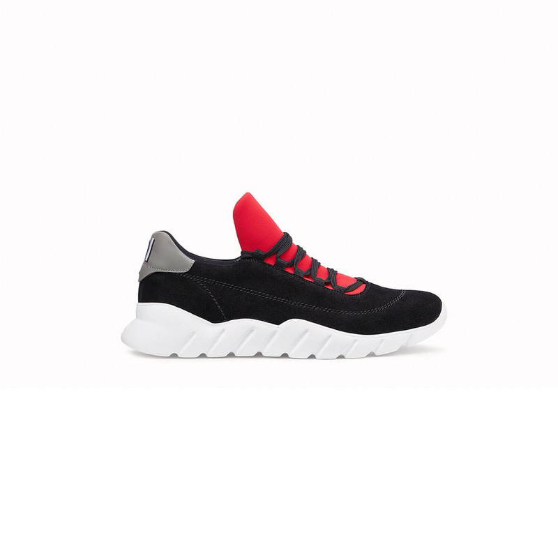 F**di fabric high tops in black/red
