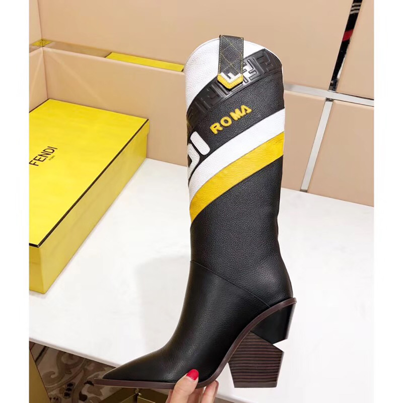 F**di black leather boots