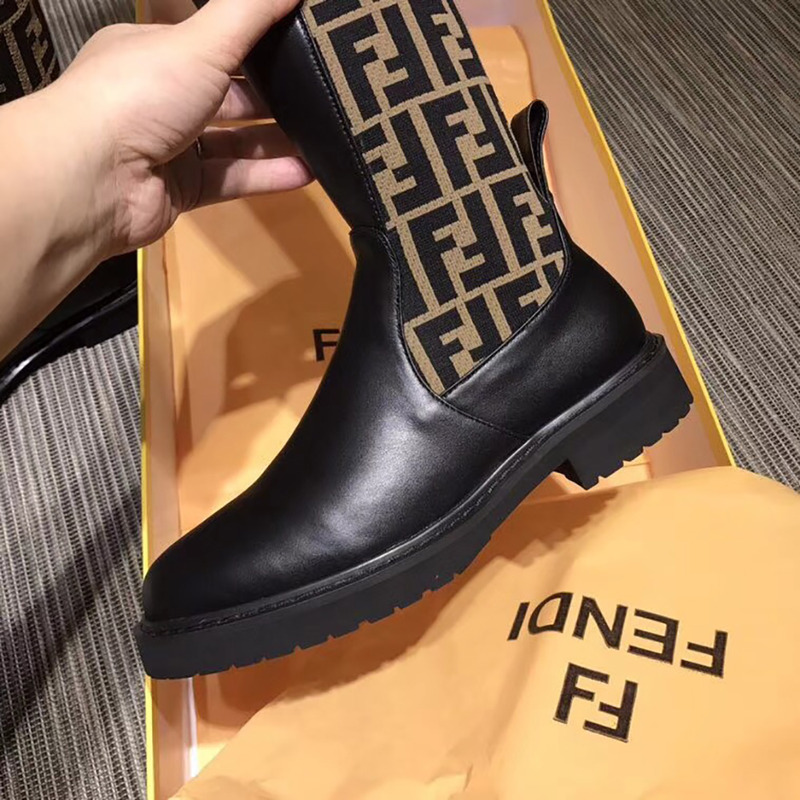 F**di double f thigh-high boots - black