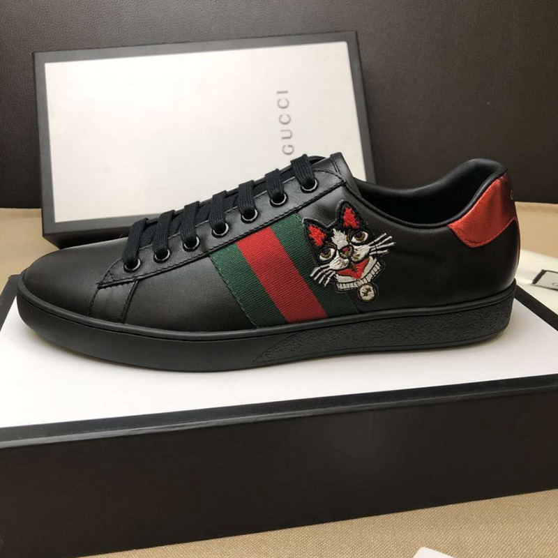 G*u*i black ace embroidered low top sneakers